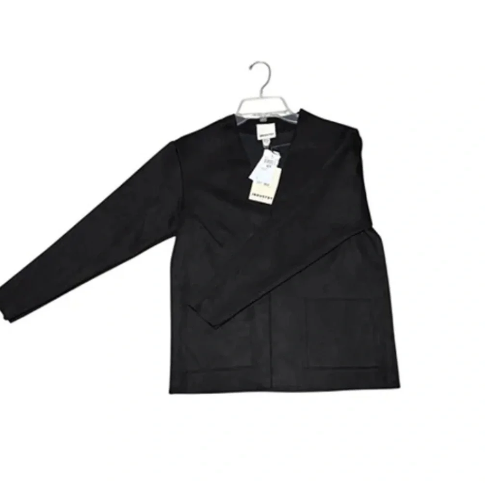 Black Blazer Industry Womens Black Faux Leather Open Front nwt - Picture 5 of 16